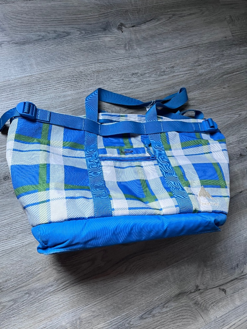 Burton Snowboard Gear Tote Bag Compartments plaid check